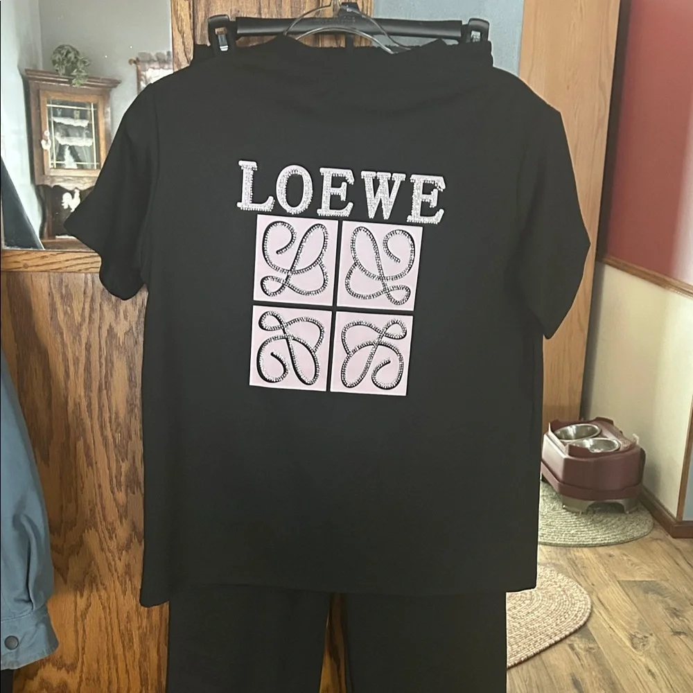 Unbranded (Loewe) 2-piece Black Monogrammed Lounge Set - Size Small - Picture 5 of 11